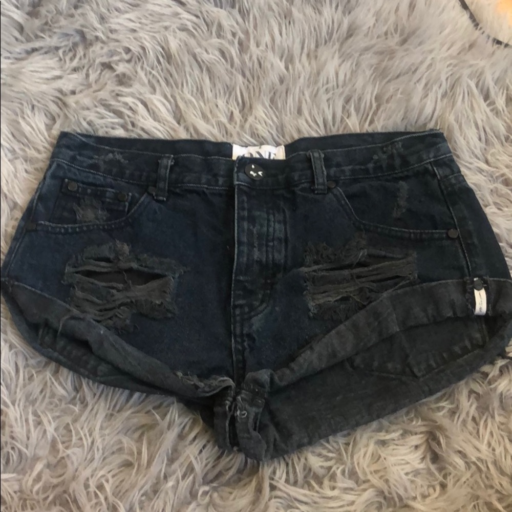 One Teaspoon Black denim shorts size28
